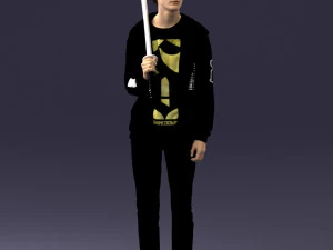 000239 Young Man Holding a Sword 0107 3D Model