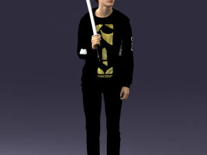 000239 Young Man Holding a Sword 0107 3D Model