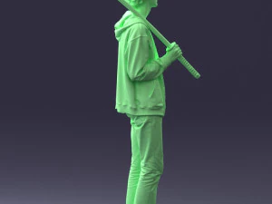000239 Young Man Holding a Sword 0107 3D Model
