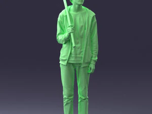 000239 Young Man Holding a Sword 0107 3D Model