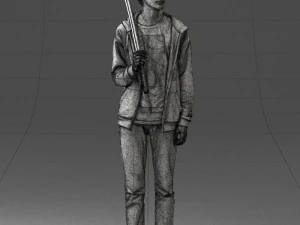 000239 Young Man Holding a Sword 0107 3D Model