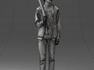 000239 Young Man Holding a Sword 0107 3D Model
