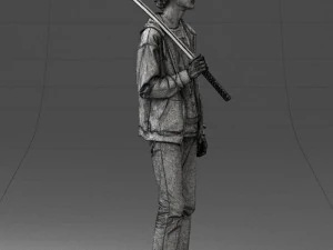 000239 Young Man Holding a Sword 0107 3D Model