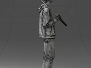 000239 Young Man Holding a Sword 0107 3D Model