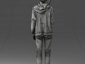 000239 Young Man Holding a Sword 0107 3D Model