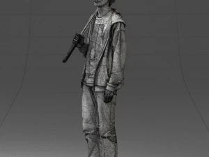 000239 Young Man Holding a Sword 0107 3D Model
