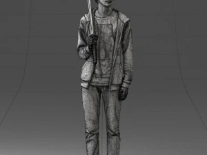 000239 Young Man Holding a Sword 0107 3D Model