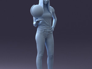 000117 Stylish Woman Holding Globe 0131 Modelo 3D