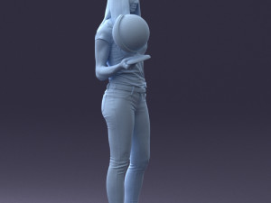000117 Stylish Woman Holding Globe 0131 Modelo 3D