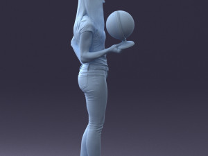 000117 Stylish Woman Holding Globe 0131 Modelo 3D