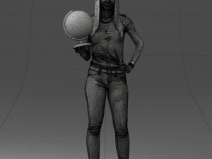 000117 Stylish Woman Holding Globe 0131 Modelo 3D
