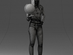 000117 Stylish Woman Holding Globe 0131 Modelo 3D