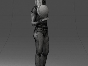 000117 Stylish Woman Holding Globe 0131 Modelo 3D