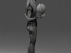 000117 Stylish Woman Holding Globe 0131 Modelo 3D