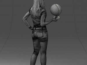 000117 Stylish Woman Holding Globe 0131 Modelo 3D