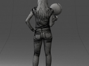 000117 Stylish Woman Holding Globe 0131 Modelo 3D
