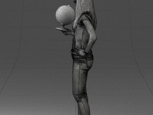 000117 Stylish Woman Holding Globe 0131 Modelo 3D