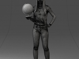 000117 Stylish Woman Holding Globe 0131 Modelo 3D