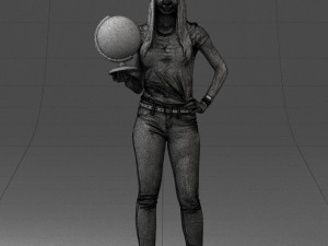 000117 Stylish Woman Holding Globe 0131 Modelo 3D