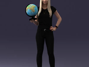 000117 Stylish Woman Holding Globe 0131 3dp 3D Print Model