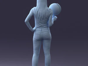 000117 Stylish Woman Holding Globe 0131 3dp 3D Print Model