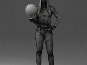 000117 Stylish Woman Holding Globe 0131 3dp 3D Print Model