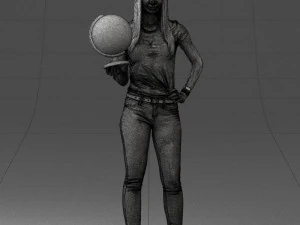 000117 Stylish Woman Holding Globe 0131 3dp 3D Print Model
