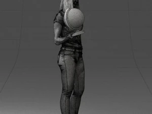 000117 Stylish Woman Holding Globe 0131 3dp 3D Print Model