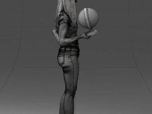 000117 Stylish Woman Holding Globe 0131 3dp 3D Print Model