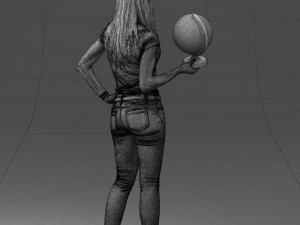 000117 Stylish Woman Holding Globe 0131 3dp 3D Print Model
