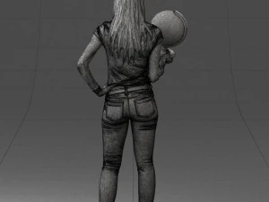 000117 Stylish Woman Holding Globe 0131 3dp 3D Print Model