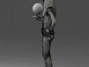 000117 Stylish Woman Holding Globe 0131 3dp 3D Print Model