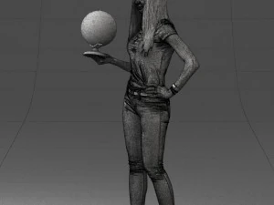 000117 Stylish Woman Holding Globe 0131 3dp 3D Print Model