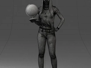 000117 Stylish Woman Holding Globe 0131 3dp 3D Print Model