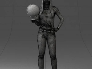 000117 Stylish Woman Holding Globe 0131 3dp 3D Print Model
