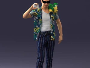 000304 Detective with Parrot 1101 3D Model