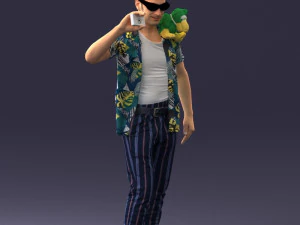 000304 Detective with Parrot 1101 3D Model