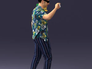 000304 Detective with Parrot 1101 3D Model
