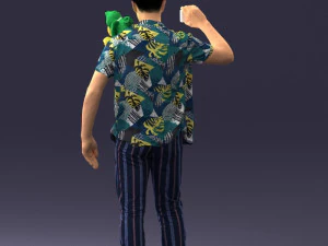 000304 Detective with Parrot 1101 3D Model