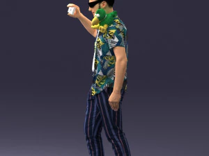 000304 Detective with Parrot 1101 3D Model