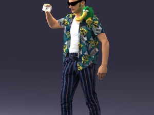 000304 Detective with Parrot 1101 3D Model