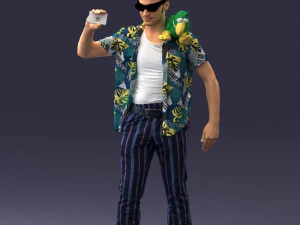 000304 Detective with Parrot 1101 3D Model