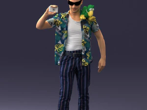 000304 Detective with Parrot 1101 3D Model