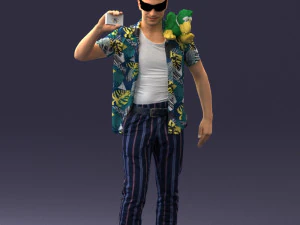 000304 Detective with Parrot 1101 3D Model