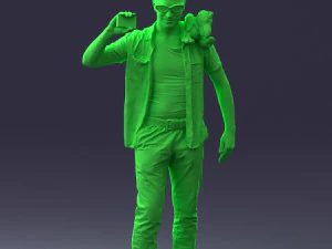 000304 Detective with Parrot 1101 3D Model