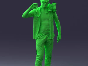 000304 Detective with Parrot 1101 3D Model