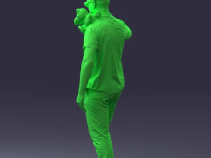 000304 Detective with Parrot 1101 3D Model