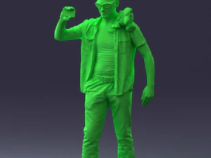 000304 Detective with Parrot 1101 3D Model