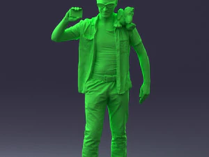 000304 Detective with Parrot 1101 3D Model