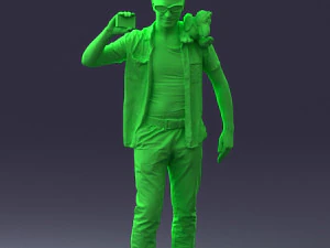 000304 Detective with Parrot 1101 3D Model